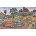 thumbnail image 1 of Retro Village Horses Apple Trees Stand Rugs Distressed Blue Grey Wallpaper Border Vintage Design, Roll 15' x 6", 1 of 3