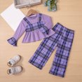 thumbnail image 2 of NOLDARES Toddler Infant Kid Girl Cute Outfits Clothing 2 Piece Long Sleeve Soft Top and Pants Print Clothes Set Fall Winter(Purple,5-6 Y), 2 of 9