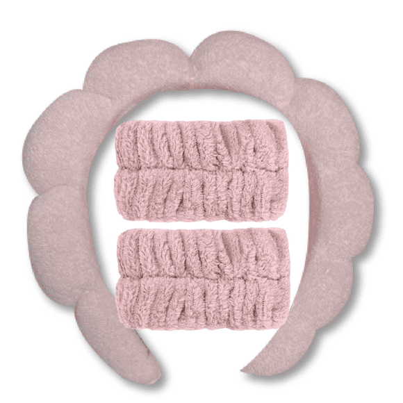 Vivitar Simply Beautiful Microfiber Spa Headband & Wristband Set, Ultra-Soft Absorbent Skincare & Makeup Accessories, Pink, Set