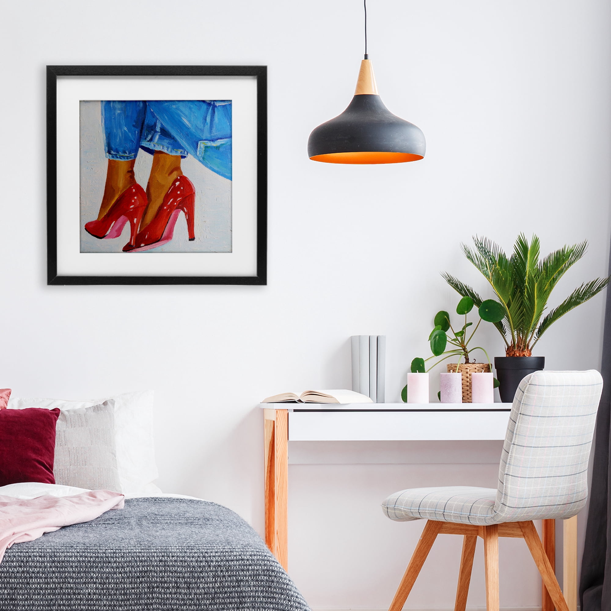 Stupell Industries Glossy Red Pumps & Jeans Black Framed Print Under Glass, design by Violeta Vollmer