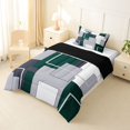 thumbnail image 2 of Homewish Minimalist Modern Block Twin Comforter Sets,Classic Abstract Geometric Bedding Set,Green,Black Reversible,2-Piece,1 Comforter and 1 Pillowcase, 2 of 7
