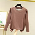 thumbnail image 1 of Ropa interior térmica Tops de moda para mujer de invierno de manga larga con cuello redondo cómodos sólidos blusas regulares para mujer blusa de poliéster, 1 of 6