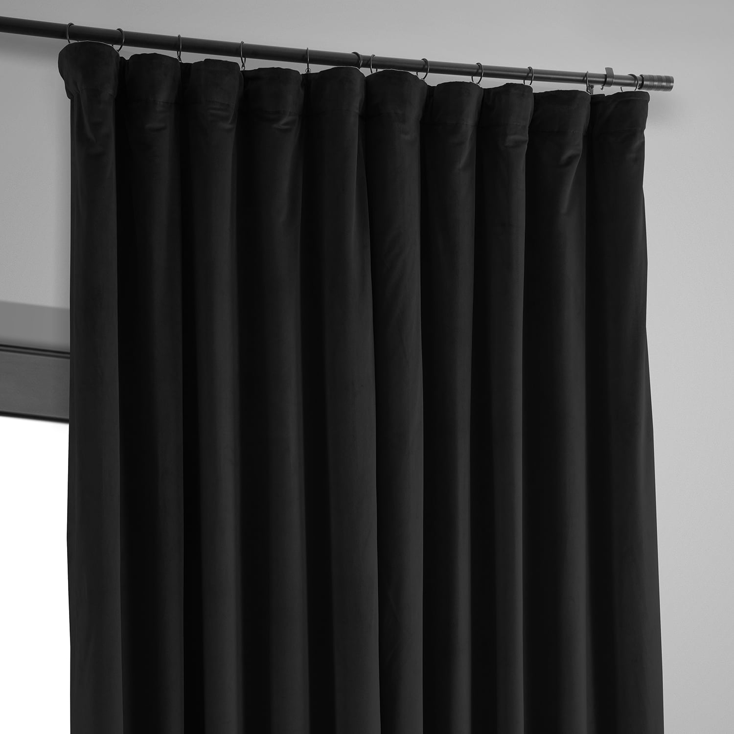 Half Price Drapes Signature Black Extra Wide Velvet Blackout Curtains (1 Panel), 100WX 108L