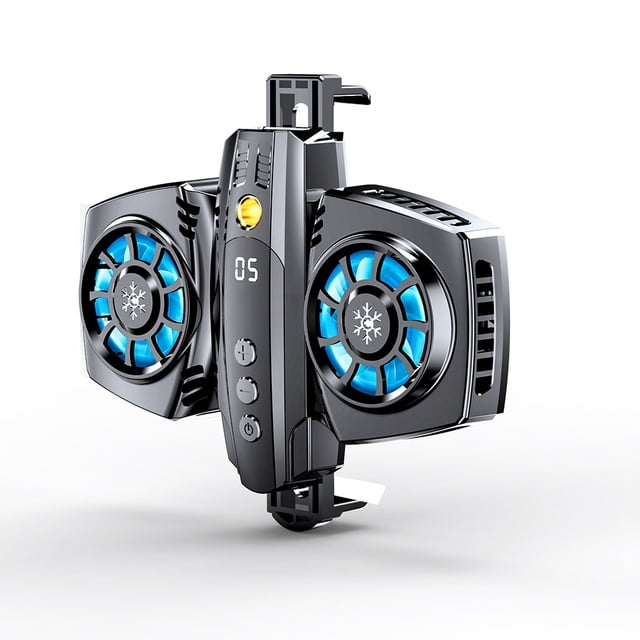 kurtrusly Mobile Phone Cooling Fan with Non-slip Pad Radiator with Telescopic Buckle Rechargeable Smart Energy-saving Cool Gaming Heatsink Black