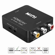 HDMI to RCA,HDMI to AV, 1080P HDMI to 3RCA CVBS AV Composite Video Audio Converter Adapter Supports PAL/NTSC with USB Charge Cable for PC Laptop HDTV DVD-Black