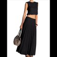 thumbnail image 3 of Vestido Maxi Plisado Fluido para Mujer, Vestido Maxi de Cintura Alta, Vestido Maxi de Fantasía Negro M, 3 of 8