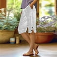 thumbnail image 2 of Seductiva Clothing Women's Casual Shorts Women's Fashionable Casual Buttons with Pockets Cotton and Linen Loose Shorts Striped Cotton and Linen Pants, 2 of 5