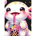 thumbnail image 4 of Adorable Salamander Drinking Boba Tea Graphic Tee, Casual Crew Neck Cotton Knit Top with Slight Stretch, Regular Fit for Spring/Summer - Youth Short Sleeve T-Shirt, 4 of 6