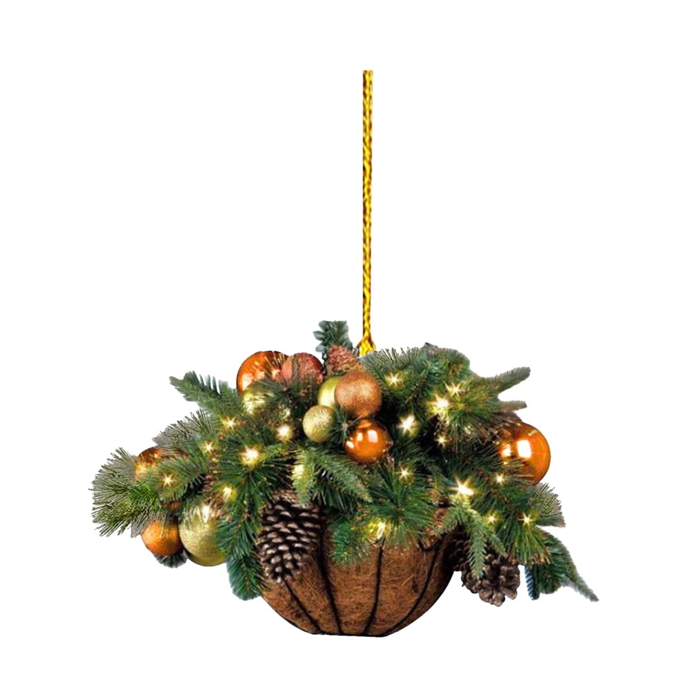 Artificial Christmas Hanging Basket, Outdoor Christmas Decor with Pine
