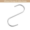 thumbnail image 3 of Uxcell 5Pcs 3.9 Inch Flat S Hooks Hanging Hook for Home Kitchen Storage, 7.6mm Silver, 3 of 6