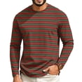 thumbnail image 2 of Mfakffe Shirts For Men Long Sleeve Crew Neck Striped T Shirts Casual Daily Basic Tee Top, 2 of 4