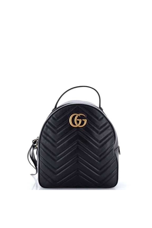 Pre-Owned GG Marmont Backpack Matelasse Leather Small By Rebag