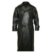 Mens Buffy Genuine Black Leather Trench Coat SouthBeachLeather