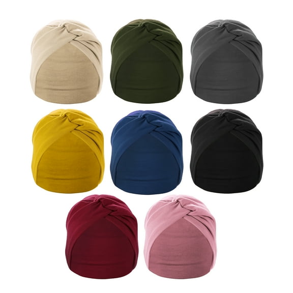 Vocoste 8 Pcs Yoga Elastic Headbands Knotted Head Wraps for Women Girl 6.89inch Wide Colorful