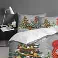 thumbnail image 4 of Grey Snowman Christmas Tree Full Size Comforter Set, Vintage Xmas Gift Winter Snowflake Bedding for All Seasons, 4 Pcs Bed Set with 1Comforter (86"x86") ,1 Sheet(80"x116"), 2 Pillowcases (19"x29"), 4 of 7