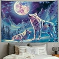 thumbnail image 2 of PRATYUS  Cool Wolf Tapestry for Men, Fantasy Animals Psychedelic Moon Tapestry Wall Hanging for Boys Bedroom, Trippy Mountian Forest Tapestry Blanket College Dorm Home Decor Painting, 2 of 6