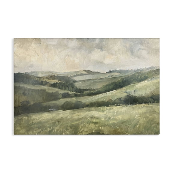 Stupell Industries Green Hilly Landscape Landscape & Nature Painting Wrapped Canvas Art Print Wall Art, 24 x 16
