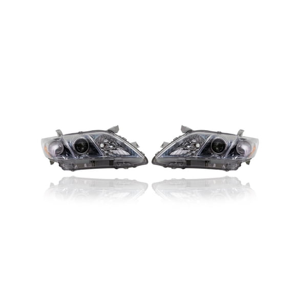 Headlight Assembly - Compatible/Replacement for '07-09 Toyota Camry Hybrid (USA Built) - Halogen - Pair, Left Driver + Right Passenger Set - 8111006C10, 8115006C10