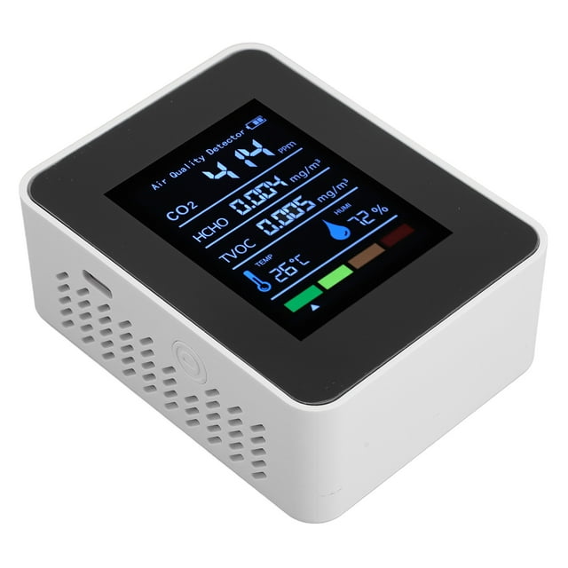 5-in-1 Air Quality Monitor, Portable CO2 & Air Toxin Detector with Temperature Humidity Sensor, Color Screen for Home Office Indoor Air Pollution Testing