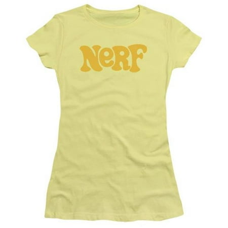Og Logo T-shirt - Trevco Sportswear HBRO229-JS-1 Nerf & Og Logo Juniors Sheer Cap Sleeve T-Shirt, Banana - Small