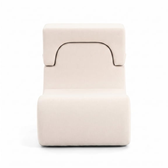 Furnibear Floor Chair Lazy Sofa with Detachable Headrest, Adjustable Padded Floor Gaming Sofa Chair, Foldable Ice Velvet Meditation Reading Seat for Living Room, Beige