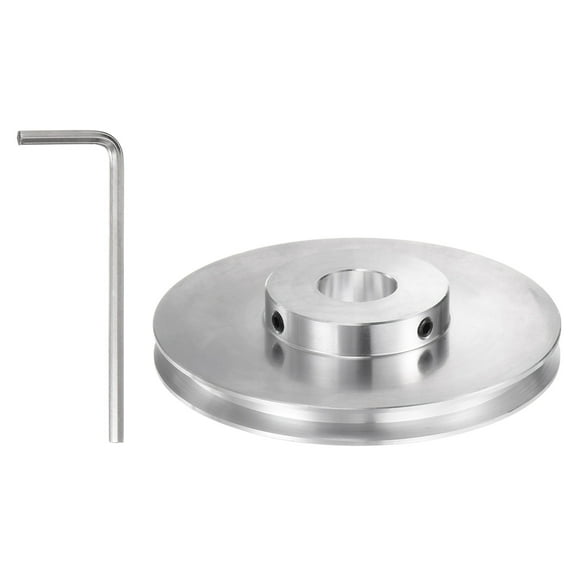 V-Type Pulley 19mm Bore 100mm Outer Dia Single Groove Aluminum Alloy for 6mm PU Round Belt with Installations