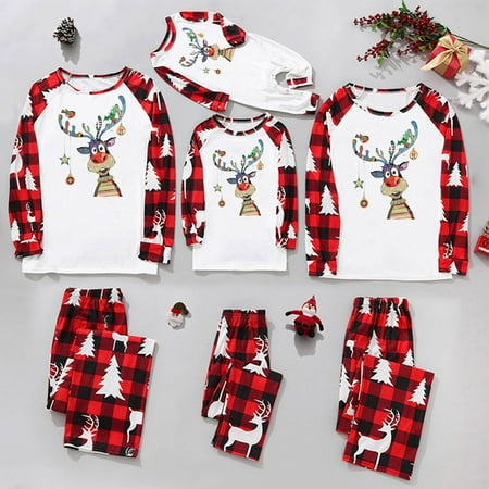 

Judty Men Dad Family Christmas Pajamas Cute Christmas Print Pajamas Plaid Holiday Pajamas Set Parent Child