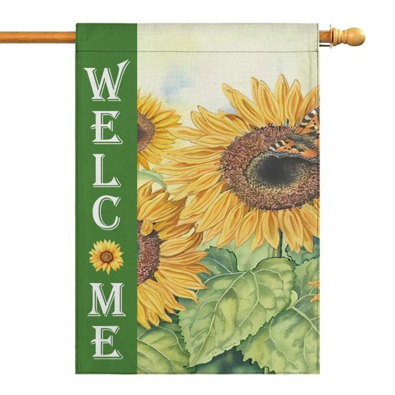 Spring Summer Sunflower Garden Flag 28x40 Inch Double Side for Outdoor Courtyard Garden Decor Flowers Welcome Holiday Flag for Outside Decoration
