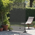 thumbnail image 2 of Tcbosik Metal Privacy Screen for Outdoor & Indoor, Freestanding Decorative Fence Panel, Divider Screen with Semi-Circular Pattern for Garden, Patio, Deck, Balcony, Black, 2 of 8
