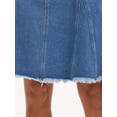 thumbnail image 5 of DARING DIVA Women's Denim A Line Flared Raw Hem Jean Skirts XX-Large Blue, 5 of 7