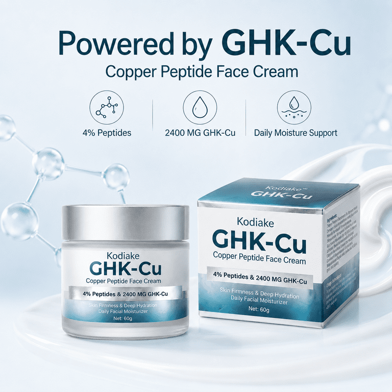 ghk-cu daily Kodiake GHK-Cu Copper Peptide Face Cream 60g, 4% Peptides Daily Facial  Moisturizer for Skin Firmness, Deep Hydration and Youthful Look