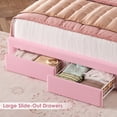 thumbnail image 5 of Hiphuta Queen Size Bed Frame with Storage Headboard and 2 Drawers, Velvet Upholstered Platform Bed with RGB LED and Power Outlets, Pink, 5 of 7