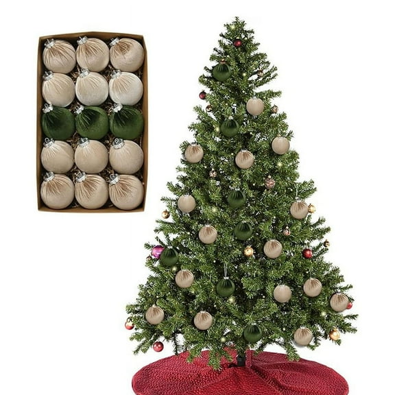 Christmas Ornaments Balls,Christmas Tree Ornaments,Christmas Balls for Xmas Tree Hanging Decoration PS Green & Beige
