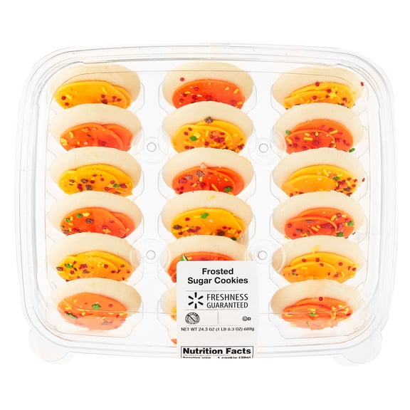 Freshness Guaranteed Yellow and Orange Frosted Sugar Cookies, 24.3 oz, 18 Count
