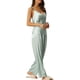 thumbnail image 4 of Conjunto de pijama de satén para mujer INSPIRE CHIC, top de tirantes con cuello de cowl y pantalones largos, ropa de descanso de seda, pijamas L azul, 4 of 6
