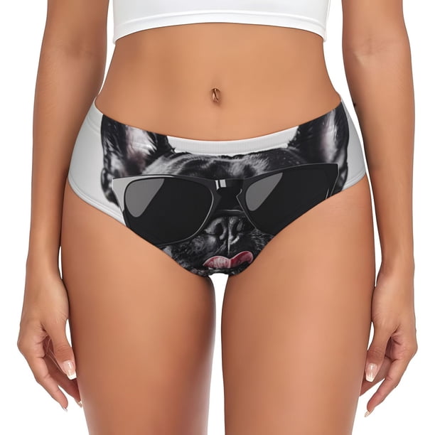 Balery Cool French Bulldog Wine Ropa Interior de Algodón para Mujer con Dibujo – Braguitas Cómodas y Elásticas, Estilo Clásico-Medium