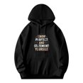 thumbnail image 4 of Men's Long Sleeve Hoodie Pullover Sweatshirt with Front Pocket Circular Bold Text Design: " KNOW PROFECT AND ST TEMINT YCURISE ", 4 of 7