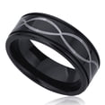 thumbnail image 2 of Men Women 8MM Titanium Comfort Fit Wedding Band Ring Laser Etched Infinity Black Ring (6 to 14), 2 of 2
