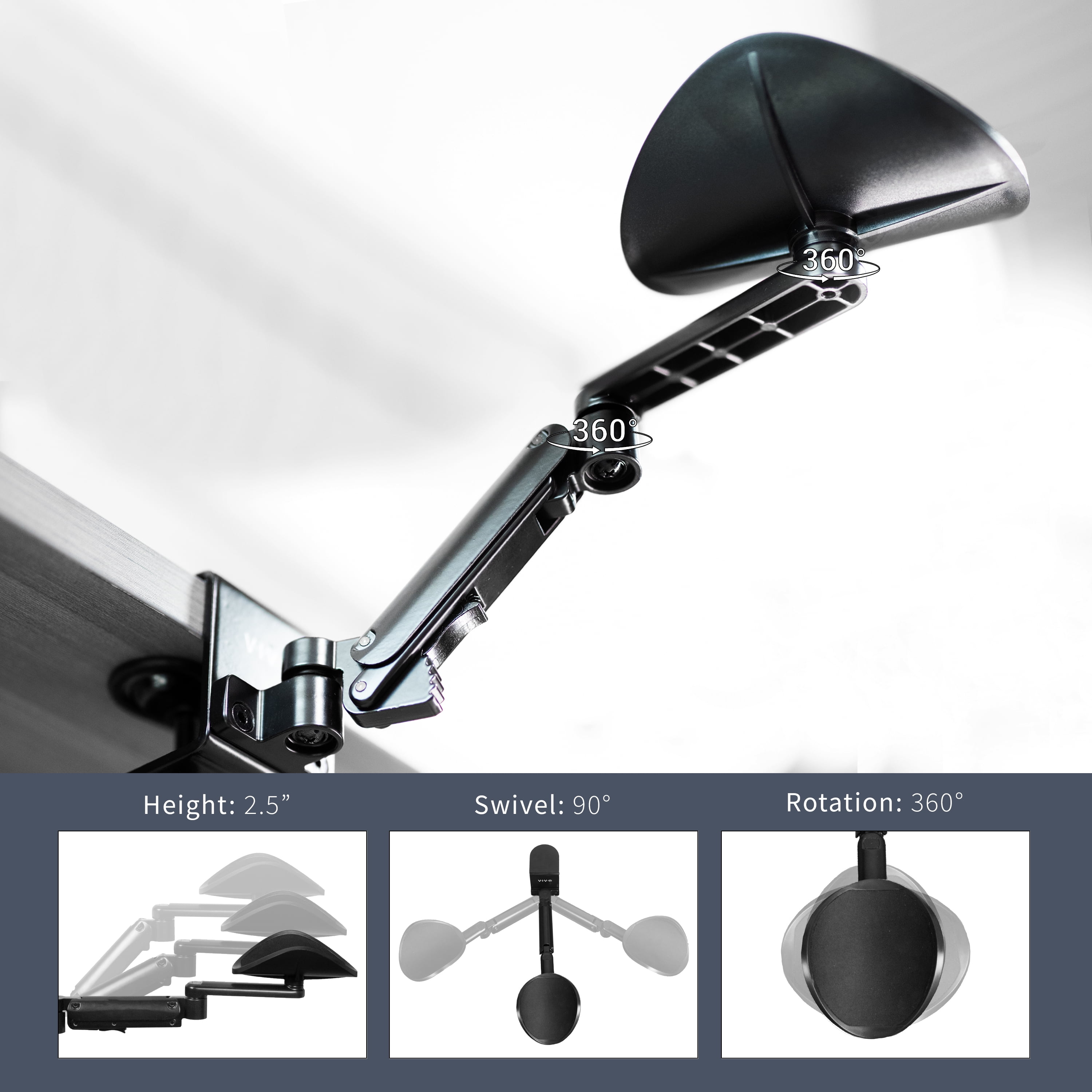 VIVO Black Universal Clamp-on Adjustable Ergonomic Arm and Wrist Rest Pad