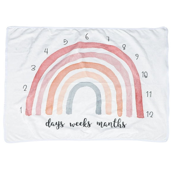 KAKOWELY Manta de franela para bebé con hitos de arcoíris, manta para fotografía de recién nacidos