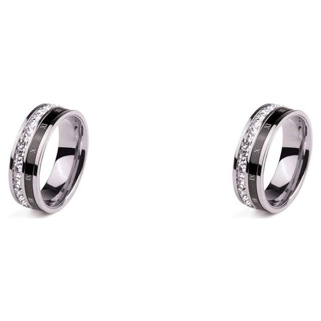 Minnieouse Anillo Titanio Aceros Joyería Boda Encanto Pareja Fibra Incrustaciones Anillos pulidos Type1 NO1