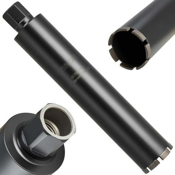 VEVOR Core Drill Bit, 3 inch Diameter, 14 inch Drilling Depth, 1-1/4 in-7 Internal Thread, High-Precision Welding Technology, Wet Diamond Core Bit for Reinforced Concrete, Red Bricks, and Masonry
