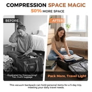 Fegat Vacuum Backpack for Travel,New Upgrade 60L Expandable Compression Bag with One-Button,Pump & TSA Lock,Vacuum Seal Backpack Flight Approved,Carry on Backpacks for Travel Business