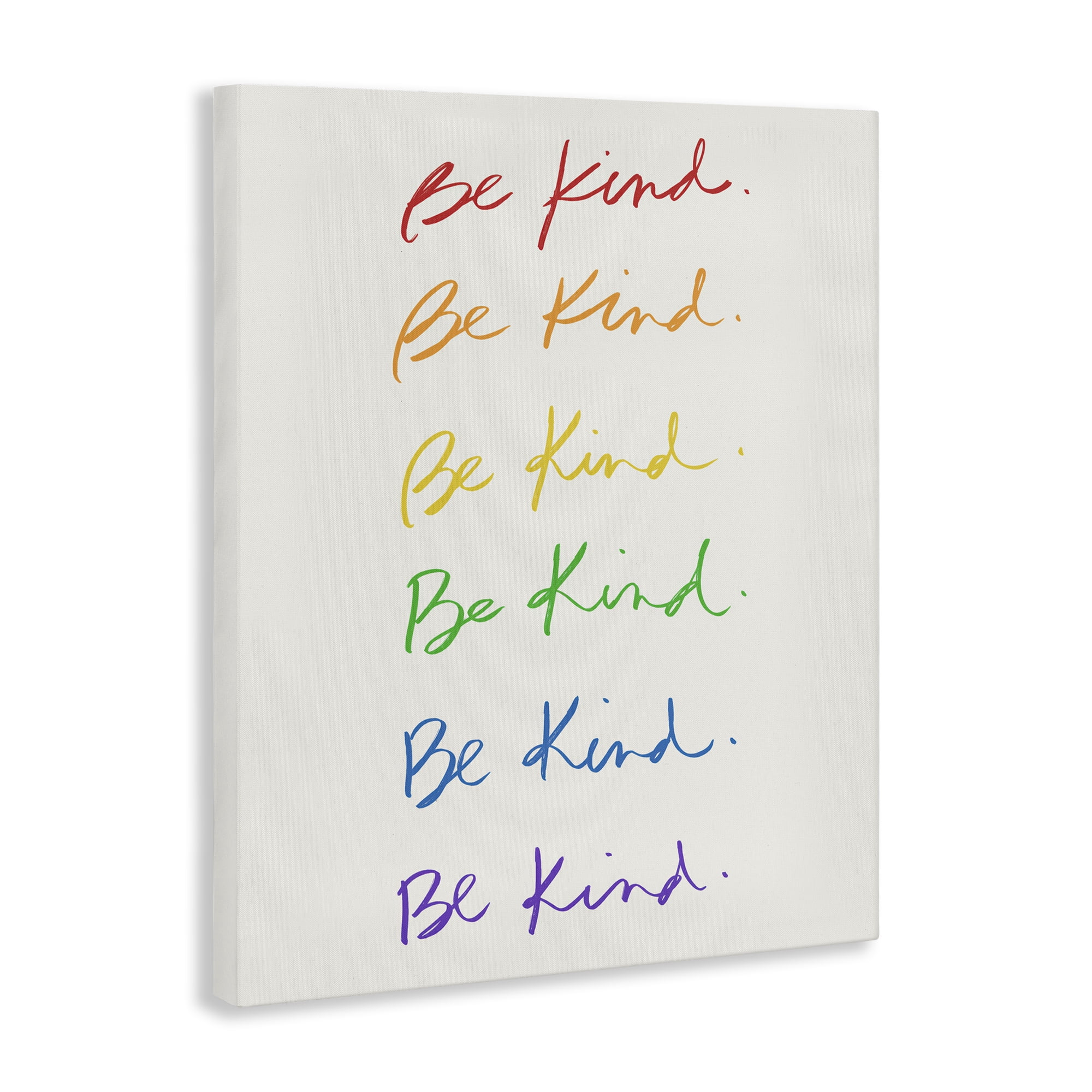 Stupell Industries Rainbow Be Kind Typography Painting Gallery Wrapped Canvas Art Print Wall Art, 30 x 40