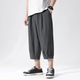 thumbnail image 5 of Ymyiu Mens Capri Pants Baggy Mens Capri Pants Casual Elastic Waist Athletic 3/4 Pant Summer Drawstring Baggy with Pockets Size XL(Dark Gray, XL), 5 of 8