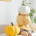 thumbnail image 3 of AUQ 2Pcs Pumpkin Shaped Plush Pillows,Soft Lamb Fleece Decorative Cushion with PP Cotton Filling,Perfect for Sofa, Bed, and Home Décor,Green, 3 of 6