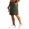 thumbnail image 6 of Domzle Mens Cargo Shorts Casual Drawstring Elastic Waist Stretch Shorts with Pockets Button Closure for Summer Work Outdoor Army Green M, 6 of 10