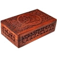 thumbnail image 2 of Ajuny Wooden Handmade Antique Jewelry Storage Box Handcarved Decorative Chest Trinket Holder Watch Box, Great for Gifts 8x5 inch, 2 of 5