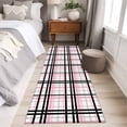 thumbnail image 5 of 2x6 Kitchen Runner Rug, Pink Black Plaid Non-Skid Rubber Backing Large Rectangle Rugs - Living Room Bedroom Home Office, Farmhouse Pink Black Checkered Indoor Floor Mat Carpets Washable Rug, 5 of 9