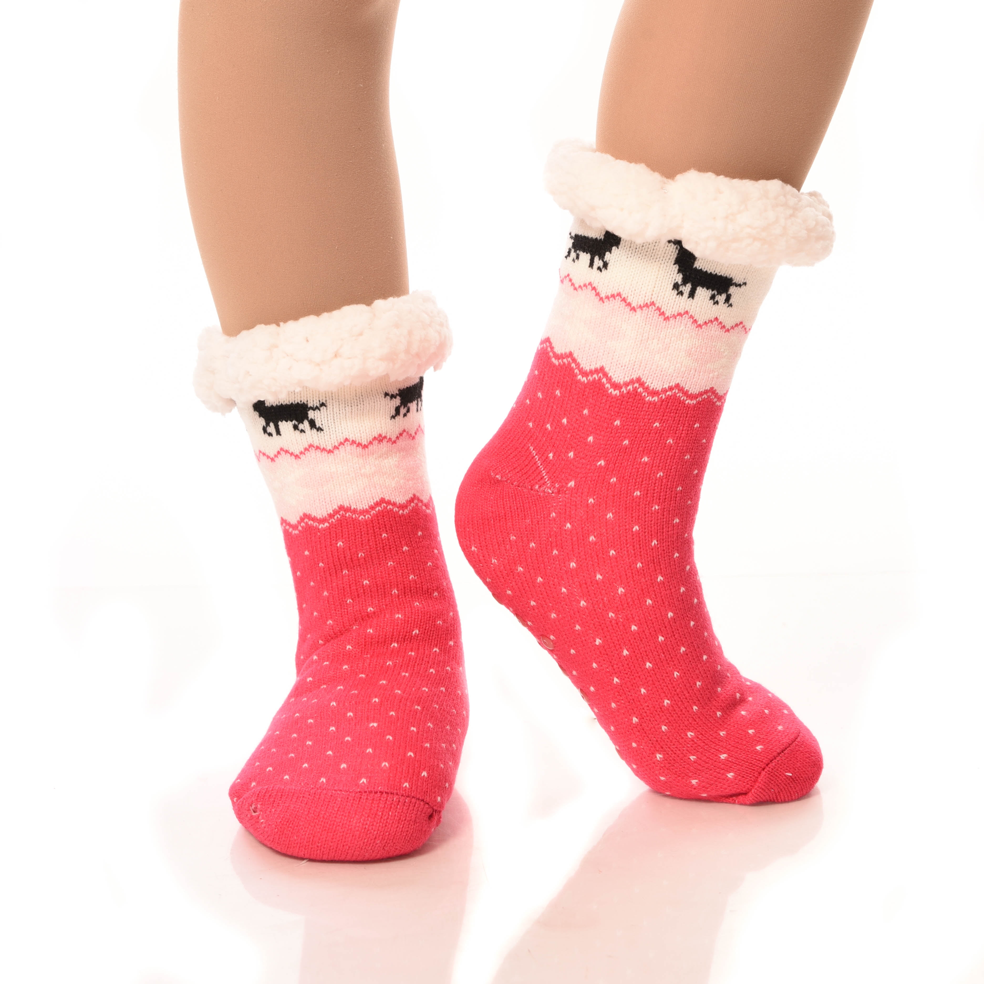 Debra Weitzner Womens Thermal Sherpa Socks Fleece Lined Fuzzy Gripper